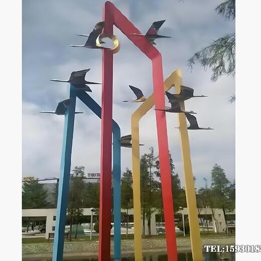 景觀不銹鋼大雁主題雕塑水景大雁主題雕塑金越雕塑