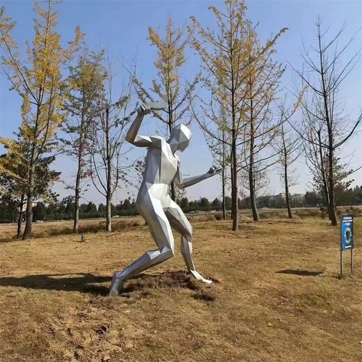 不銹鋼幾何切面運(yùn)動(dòng)人物雕塑體育主題公園雕塑加工