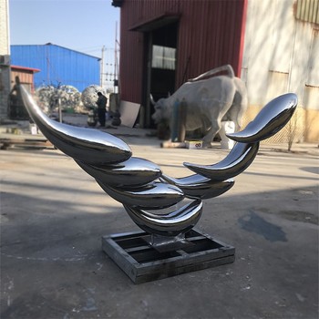 不銹鋼圓環(huán)魚群雕塑幾何切面魚群雕塑