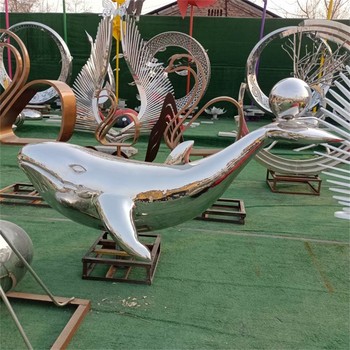 河北抽象不銹鋼鯨魚雕塑圖片