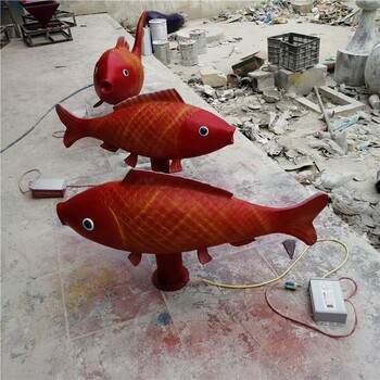 玻璃鋼噴水鯉魚雕塑彩繪鯉魚雕塑制作