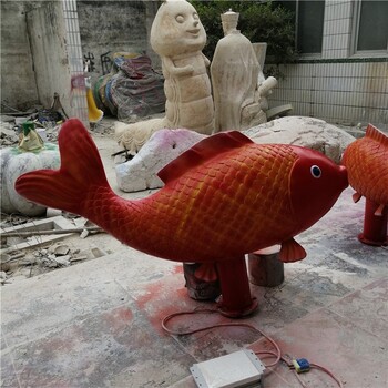 玻璃鋼噴水錦鯉雕塑彩繪鯉魚雕塑景觀擺件