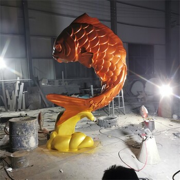玻璃鋼噴水鯉魚(yú)雕塑彩繪仿真動(dòng)物雕塑制作