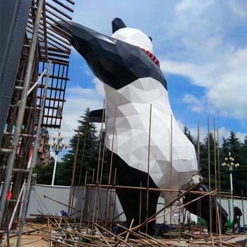 抽象幾何熊雕塑塊面動物雕塑擺件