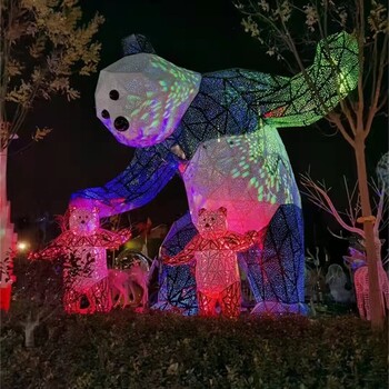 不銹鋼幾何熊雕塑塊面熊貓雕塑支持定制