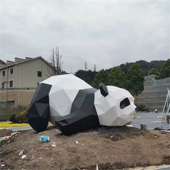 幾何不銹鋼熊雕塑抽象動(dòng)物雕塑定制