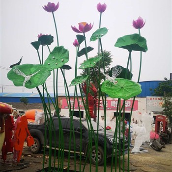 抽象鏡面荷花雕塑花朵雕塑擺件