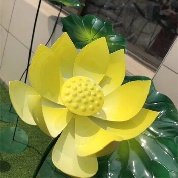 鏡面荷花雕塑鐵藝花朵雕塑