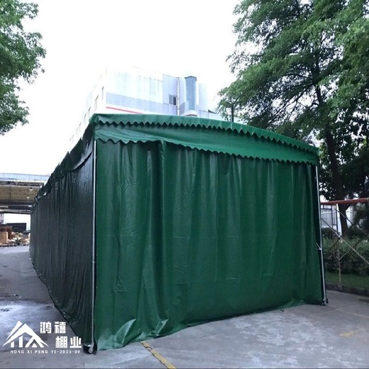 景宁搭建仓库伸缩雨棚,鸿禧移动式推拉帐篷安装