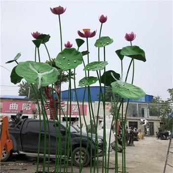 仿真彩繪荷花雕塑公園蓮花雕塑加工