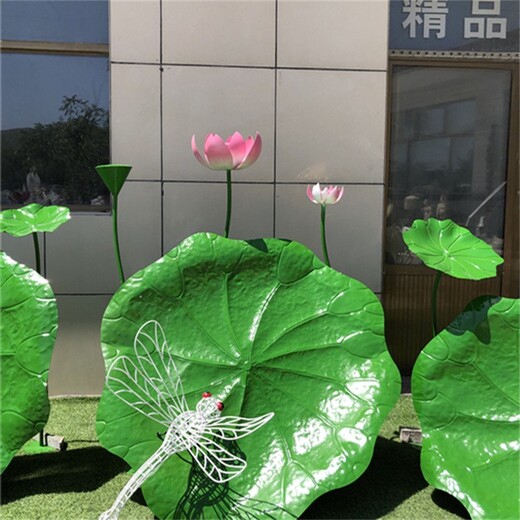 鏡面荷花雕塑鐵藝花朵雕塑支持定制