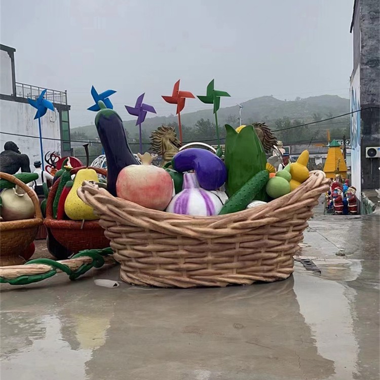 玻璃钢水果篮子雕塑仿真水果雕塑加工定制