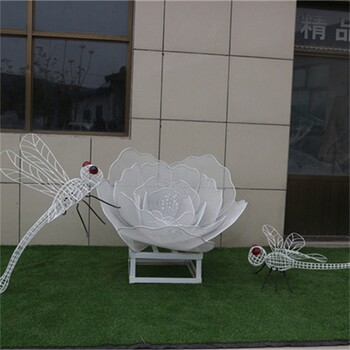 不銹鋼花朵雕塑鋼絲編織植物雕塑加工