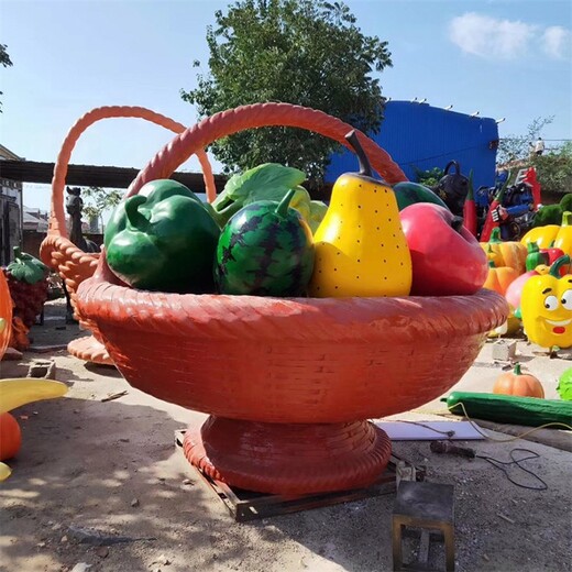 玻璃鋼蔬菜水果籃子雕塑瓜果蔬菜雕塑景觀擺件