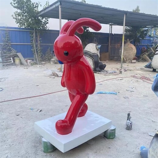 公園小動(dòng)物雕塑玻璃鋼抽象兔子雕塑
