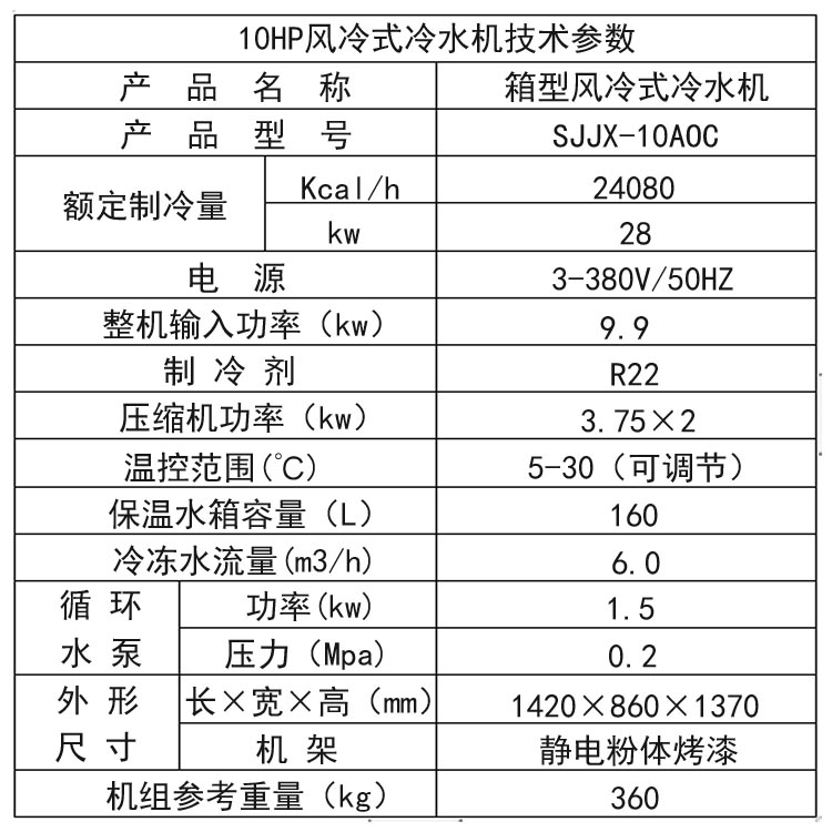 10HP风冷式冷水机技术参数表.jpg
