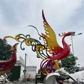 抽象不銹鋼鳳凰雕塑加工定制