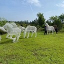 不銹鋼絲馬雕塑，鏤空造型，手工編織