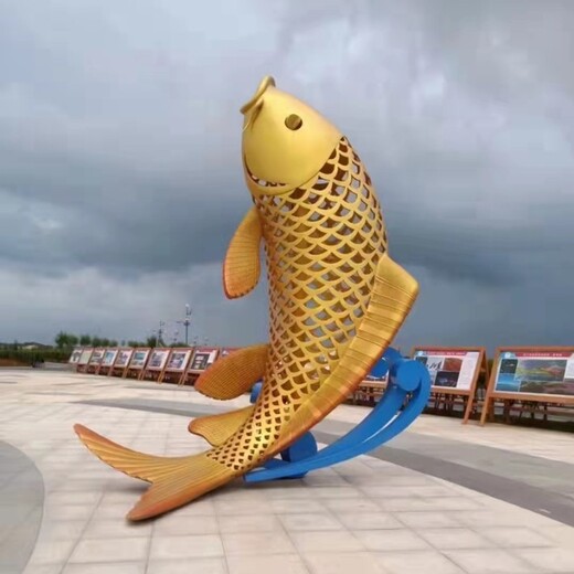 鏤空鯉魚(yú)不銹鋼雕塑，通透
