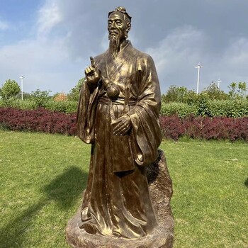 玻璃鋼仿銅古代名醫雕塑，象征中醫文化