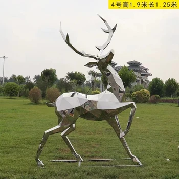 不銹鋼幾何鹿雕塑，切面鹿雕塑