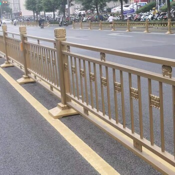 市政道路黃金護欄金色蓮花道路欄桿馬路中央移動防護欄