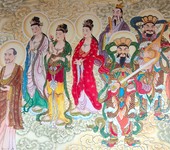 手绘道观寺庙背景墙壁画神像画神像画挂像