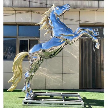 制作不銹鋼馬雕塑，白鋼仿真馬雕塑不銹鋼動物定制