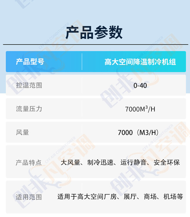高大空間制冷機(jī)組參數(shù)
