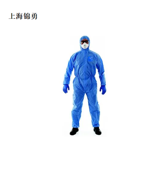 淺藍色增強型防護服，有帽連體防護服/防靜電防塵服-顆粒物防護服