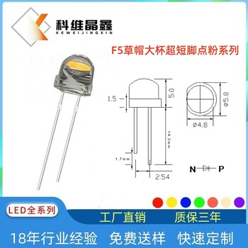 5MM草帽點(diǎn)粉藍光F5草帽白發(fā)藍光燈珠