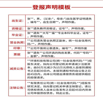 实时声明：农民日报登报电话-遗失公告、注销公告(2024年度)