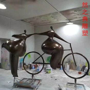 承接文化景觀騎車銅雕制造商-城區(qū)小品-優(yōu)選商業(yè)騎車銅雕