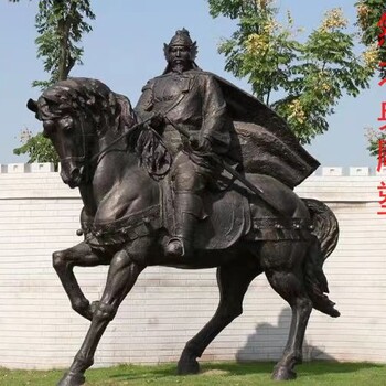 武士岳飛銅雕廠家民族英雄人物三國武士人物銅雕小品