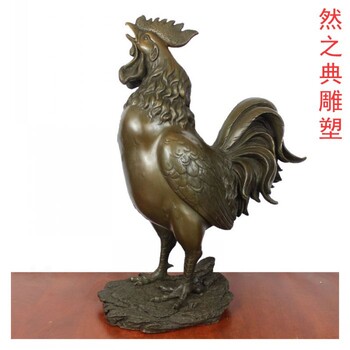 展品企業(yè)標志公雞銅雕生產商-陸地擺件-彩色公雞銅雕