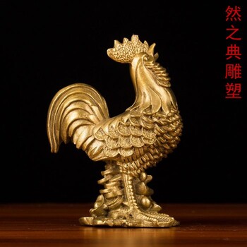 展品企業(yè)標志公雞銅雕生產商-陸地擺件-彩色公雞銅雕