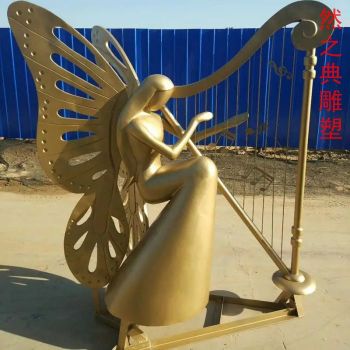 蝴蝶精灵铜雕塑厂家公园艺术品提供卡通铜雕塑