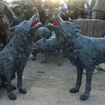 狼雕塑廠家神獸景觀動(dòng)物仿古狼雕塑價(jià)格