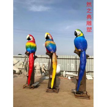 优选商业鹦鹉雕塑生产商-彩钢制作-景观工艺品鹦鹉雕塑