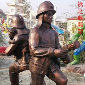 選用大型消防員雕塑工廠-廣場雕塑-制造商景觀消防員雕塑