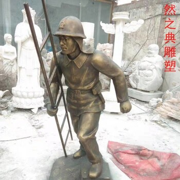 選用大型消防員雕塑工廠-廣場雕塑-制造商景觀消防員雕塑