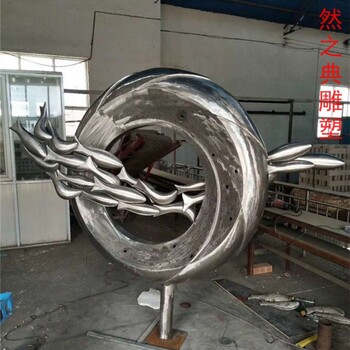 魚跨環(huán)雕塑廠家魚和圓環(huán)體系不銹鋼魚跨環(huán)雕塑