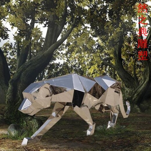 批發(fā)城市園林豹子雕塑制作-村標(biāo)概念-展品幾何豹子雕塑