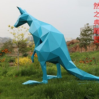 袋鼠雕塑廠家公園動物景觀不銹鋼袋鼠雕塑廠