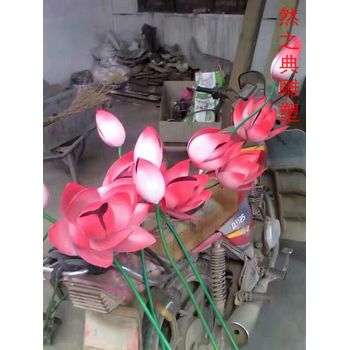 金屬水蓮花雕塑廠家-植物花卉類-承接不銹鋼水蓮花雕塑