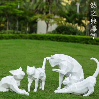 小貓雕塑廠家-景觀動物小品-不銹鋼小貓雕塑承接