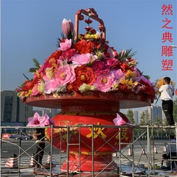 選用花籃雕塑廠家-慶典藝術(shù)品-玻璃鋼花籃雕塑價格