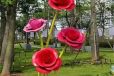 指用玫瑰花雕塑厂家-红玫瑰主题-烤漆花朵雕塑