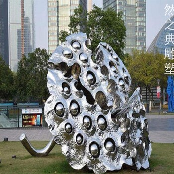裂開蓮蓬雕塑廠家-植物標識概念-不銹鋼蓮蓬雕塑廠