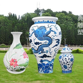 酒店青花瓷雕塑生產商-城市裝飾-點擊金屬青花瓷雕塑